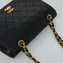 CHANEL Matelasse Chain Shoulder Bag Lamb Skin Black Gold CC Auth KD113-6