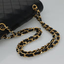 CHANEL Matelasse Chain Shoulder Bag Lamb Skin Black Gold CC Auth KD113-7