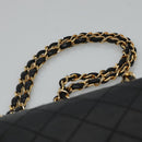CHANEL Matelasse Chain Shoulder Bag Lamb Skin Black Gold CC Auth KD113-8