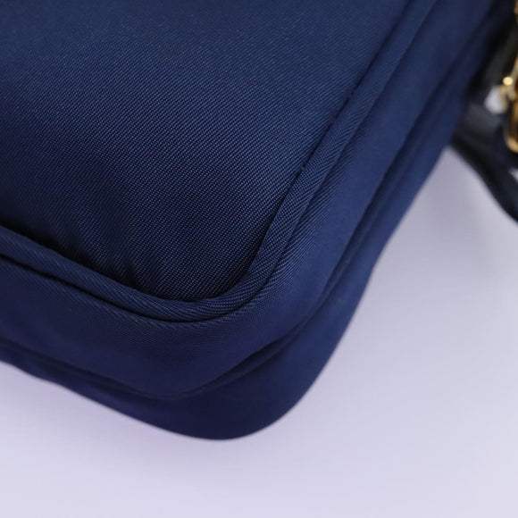 PRADA Shoulder Bag Nylon Blue Gold Auth KD114V