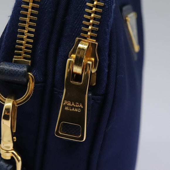 PRADA Shoulder Bag Nylon Blue Gold Auth KD114V