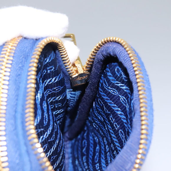 PRADA Shoulder Bag Nylon Blue Gold Auth KD114V