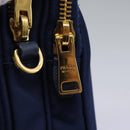 PRADA Shoulder Bag Nylon Blue Gold Auth KD114V-20