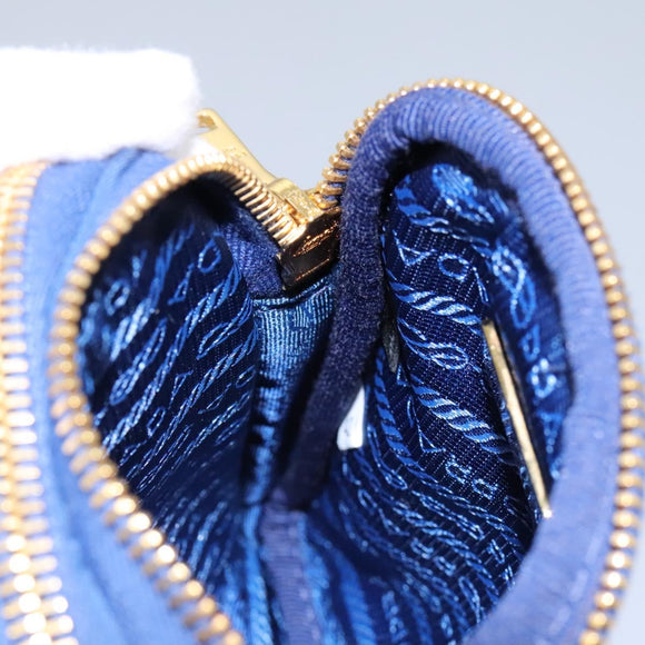 PRADA Shoulder Bag Nylon Blue Gold Auth KD114V