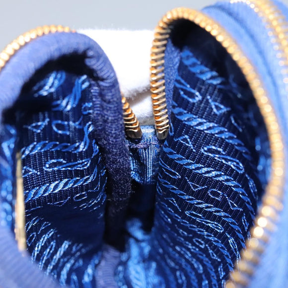 PRADA Shoulder Bag Nylon Blue Gold Auth KD114V