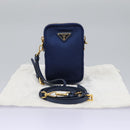 PRADA Shoulder Bag Nylon Blue Gold Auth KD114V-12