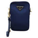 PRADA Shoulder Bag Nylon Blue Gold Auth KD114V-13