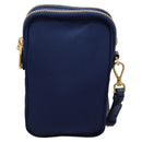 PRADA Shoulder Bag Nylon Blue Gold Auth KD114V-2