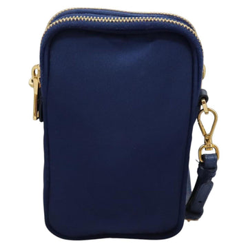 PRADA Shoulder Bag Nylon Blue Gold Auth KD114V - 0