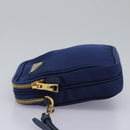 PRADA Shoulder Bag Nylon Blue Gold Auth KD114V-3