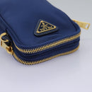 PRADA Shoulder Bag Nylon Blue Gold Auth KD114V-5