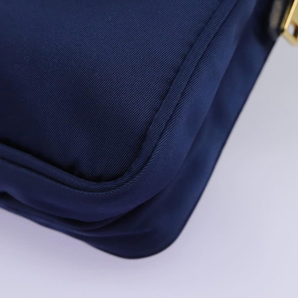 PRADA Shoulder Bag Nylon Blue Gold Auth KD114V