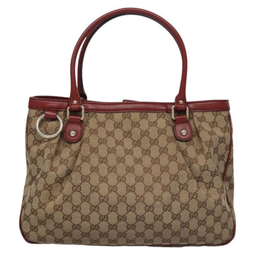 GUCCI GG Canvas Tote Bag Beige Gold Red 296835 Auth KD123 - 0