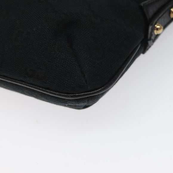 GUCCI GG Canvas Sherry Line Accessory Pouch Black Khaki 145970 Auth KD125V