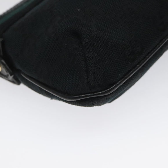 GUCCI GG Canvas Sherry Line Accessory Pouch Black Khaki 145970 Auth KD125V