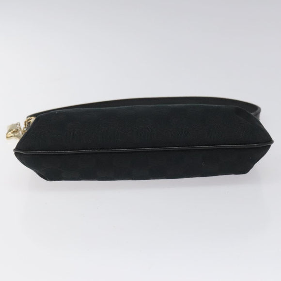 GUCCI GG Canvas Sherry Line Accessory Pouch Black Khaki 145970 Auth KD125V