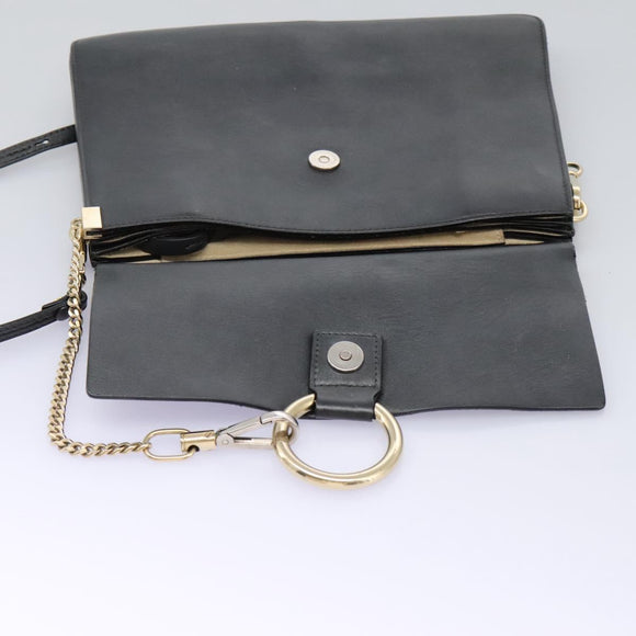 Chloe Fay Shoulder Bag Suede Leather Black Auth KD130
