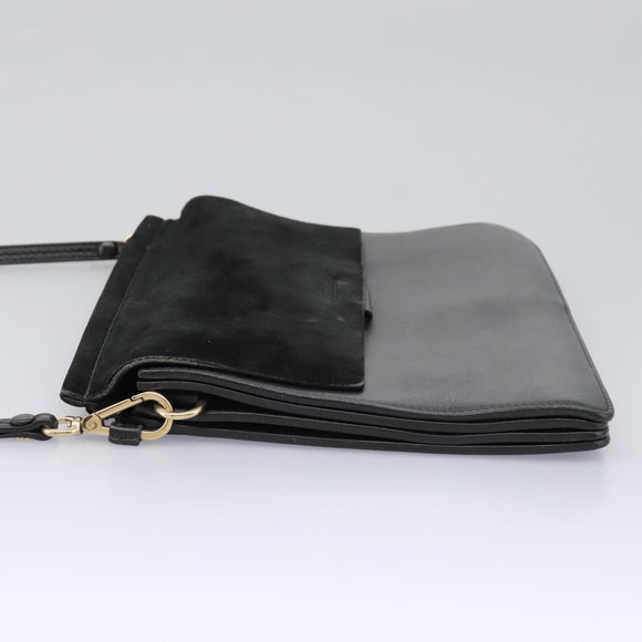 Chloe Fay Shoulder Bag Suede Leather Black Auth KD130