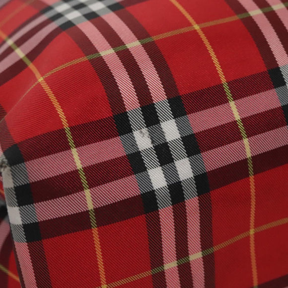 BURBERRY Nova Check Tote Bag Nylon Red Silver Auth KD137