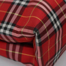 BURBERRY Nova Check Tote Bag Nylon Red Silver Auth KD137-13