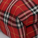 BURBERRY Nova Check Tote Bag Nylon Red Silver Auth KD137-14