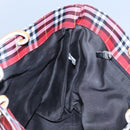 BURBERRY Nova Check Tote Bag Nylon Red Silver Auth KD137-18