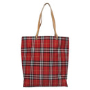 BURBERRY Nova Check Tote Bag Nylon Red Silver Auth KD137-3
