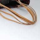 BURBERRY Nova Check Tote Bag Nylon Red Silver Auth KD137-7