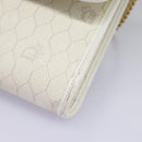Christian Dior Honeycomb Canvas Chain Shoulder Bag PVC Leather White Auth KD140-15