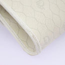 Christian Dior Honeycomb Canvas Chain Shoulder Bag PVC Leather White Auth KD140-16