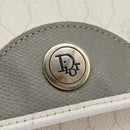 Christian Dior Honeycomb Canvas Chain Shoulder Bag PVC Leather White Auth KD140-18