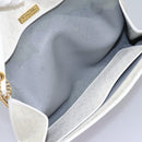 Christian Dior Honeycomb Canvas Chain Shoulder Bag PVC Leather White Auth KD140-11