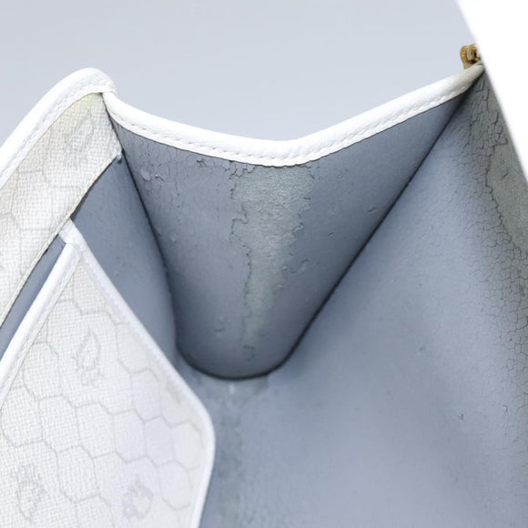 Christian Dior Honeycomb Canvas Chain Shoulder Bag PVC Leather White Auth KD140