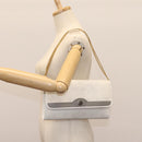 Christian Dior Honeycomb Canvas Chain Shoulder Bag PVC Leather White Auth KD140-26