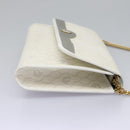 Christian Dior Honeycomb Canvas Chain Shoulder Bag PVC Leather White Auth KD140-5