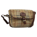 Burberrys Nova Check Shoulder Bag PVC Leather Beige Auth KD166-1