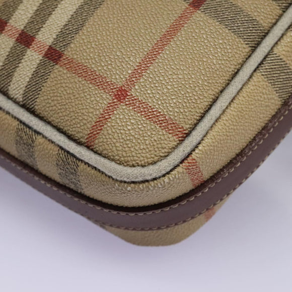 Burberrys Nova Check Shoulder Bag PVC Leather Beige Auth KD166