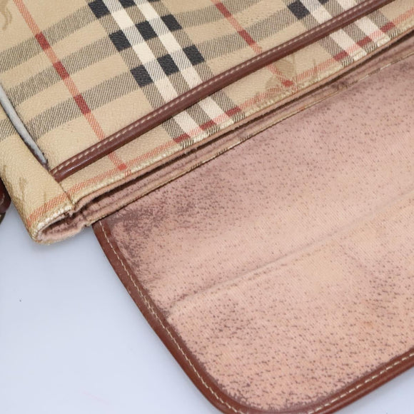 Burberrys Nova Check Shoulder Bag PVC Leather Beige Auth KD166
