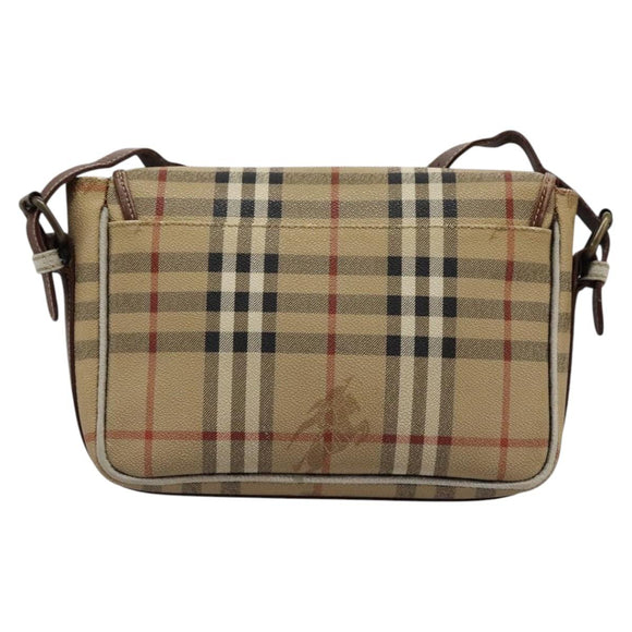Burberrys Nova Check Shoulder Bag PVC Leather Beige Auth KD166