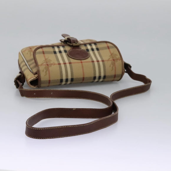 Burberrys Nova Check Shoulder Bag PVC Leather Beige Auth KD166