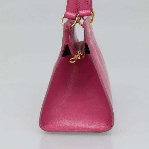 CELINE Hand Bag Leather 2way Gold Pink Auth KD168