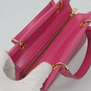 CELINE Hand Bag Leather 2way Gold Pink Auth KD168-6
