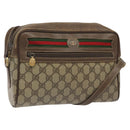 GUCCI GG Supreme Web Sherry Line Bag PVC Beige Gold 001 56 6472 4023 Auth KD170-1