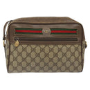 GUCCI GG Supreme Web Sherry Line Bag PVC Beige Gold 001 56 6472 4023 Auth KD170-13