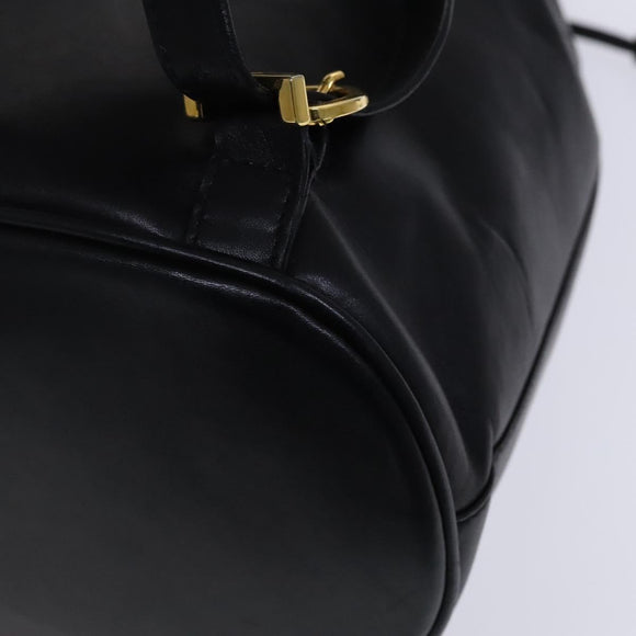 Salvatore Ferragamo Backpack Leather Black Gold Auth KD177