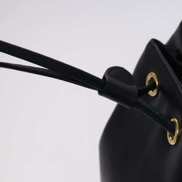 Salvatore Ferragamo Backpack Leather Black Gold Auth KD177