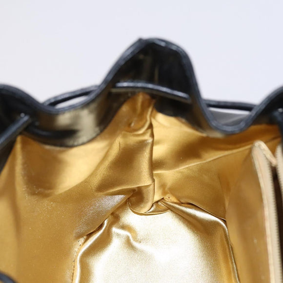 Salvatore Ferragamo Backpack Leather Black Gold Auth KD177