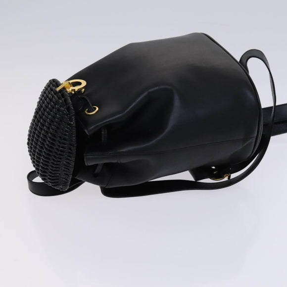 Salvatore Ferragamo Backpack Leather Black Gold Auth KD177