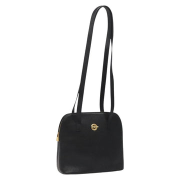 CELINE Shoulder Bag Leather Black Gold Auth KD180