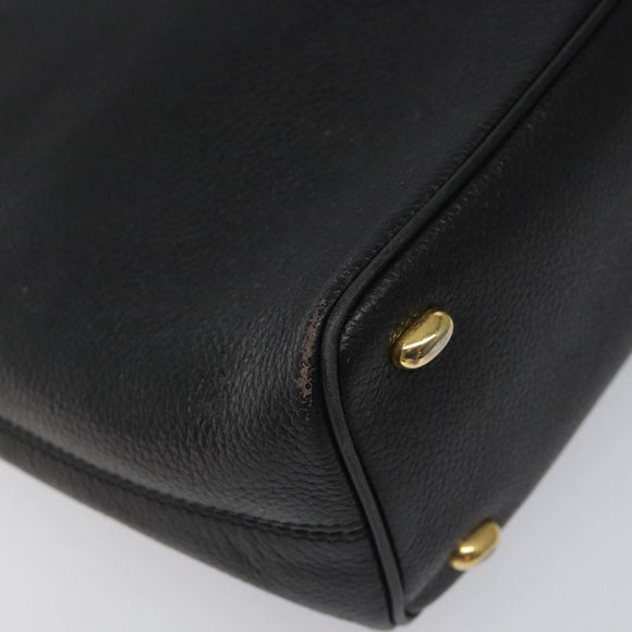 CELINE Shoulder Bag Leather Black Gold Auth KD180